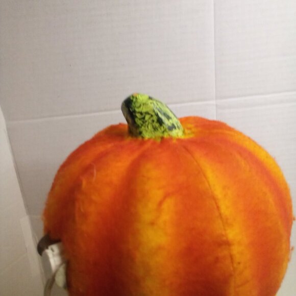 Vintage 3 Tier Jack O Lantern Pumpkin Felt Covered Blow Mold Halloween 18" Works - Picture 10 of 13